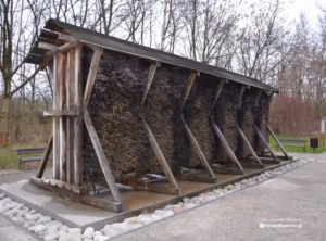 Drewniana tężnia solankowa w Siemianowicach Śląskich, pokazana jako ilustracja artykułu o bezpieczeństwie korzystania.