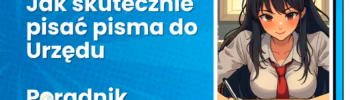 Ilustracja do poradnika Urząd w Siemianowicach: kobieta pisze pismo urzędowe przy biurku.