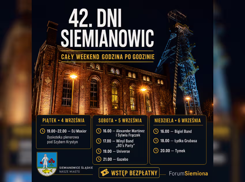 42 Dni Siemianowic 2026 – program koncertów 4–6 września