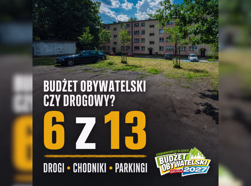 Budżet Obywatelski Siemianowice 2027 to w połowie drogi, chodniki i parkingi