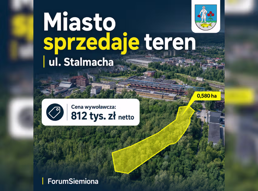 Działka przy Stalmacha w Siemianowicach na sprzedaż za 812 tys. zł