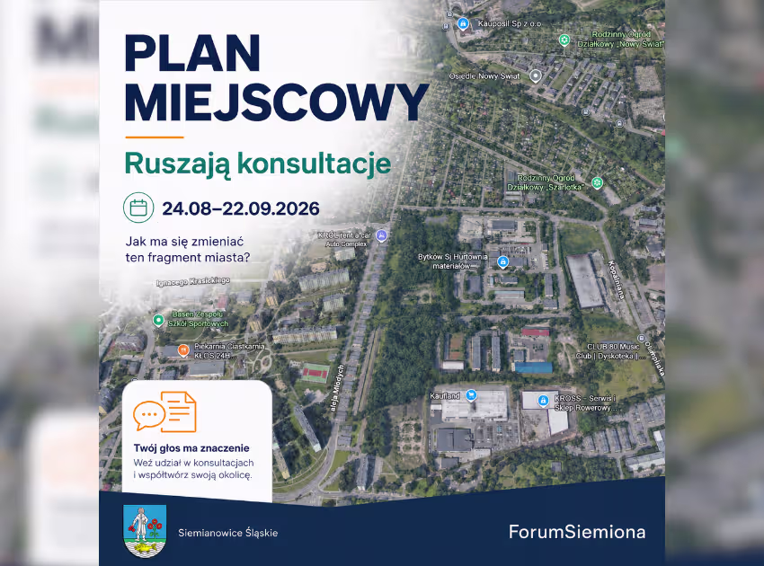 Konsultacje planu miejscowego Siemianowice – obszar przy Michałkowickiej i granicy z Chorzowem