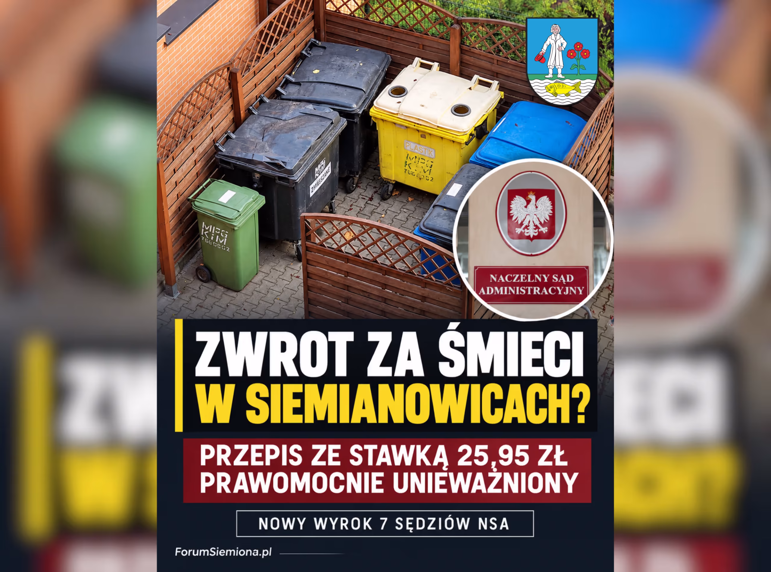 Nadpłata za śmieci w Siemianowicach - wyrok NSA i unieważniona stawka 25,95 zł
