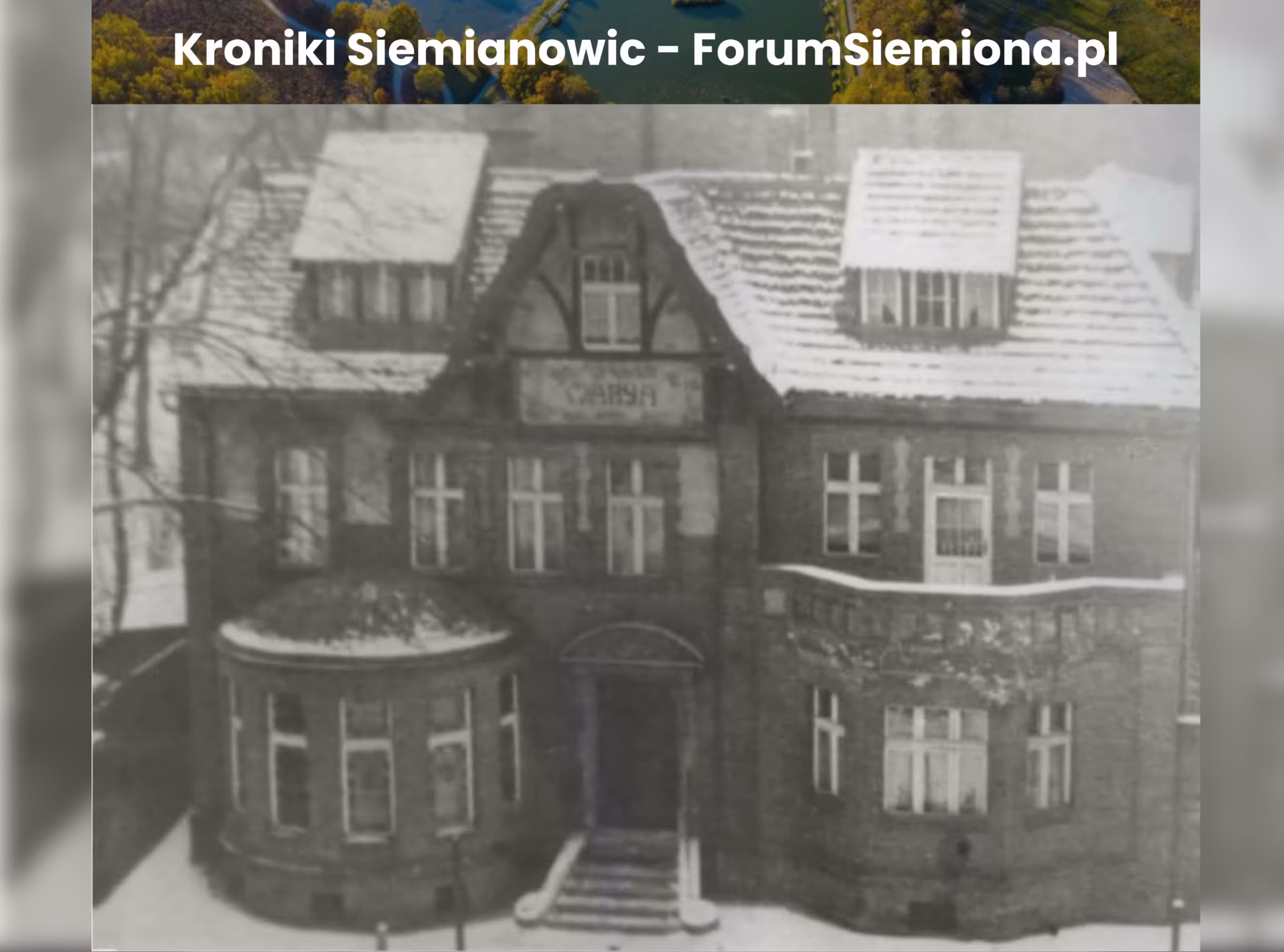 Willa Maria Siemianowice – grafika okładkowa Kronik Siemianowic z archiwalnym zdjęciem willi