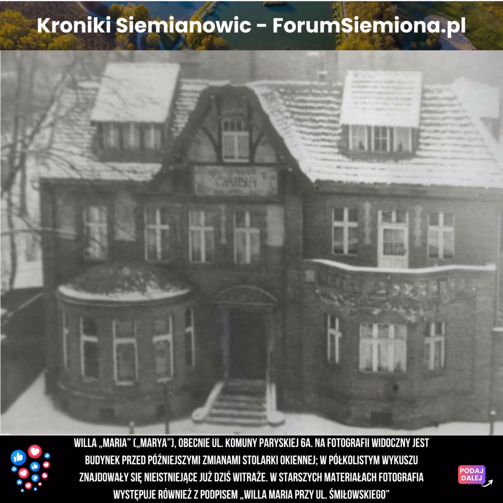 Willa Maria Siemianowice przy ul. Komuny Paryskiej 6a, archiwalna fotografia budynku